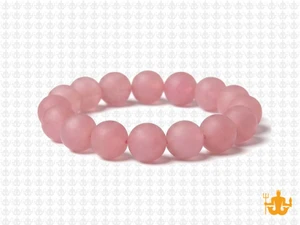 10mm Matte Rose Quartz Elastic Bracelet 7.5" [b4b1am]