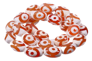 12mm Tibetan Dzi  Agate Oval Beads 15.5" natural  [12m73]