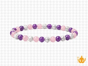 4mm Amethyst, howlite, Rose Quartz Bracelet 7.5", Natural [b1x91]