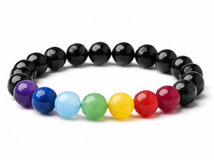 10mm 7 Chakra Bracelet 7.5", Natural [b4m50]