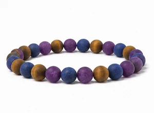 6mm Matte Amethyst, Lapis, Tiger Eye Bracelet 7.5", Natural [b2x92m]