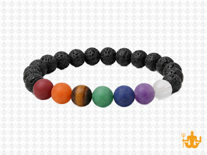 8mm Matte 7 Chakra Bracelet 7.5", Natural [b3m52m]