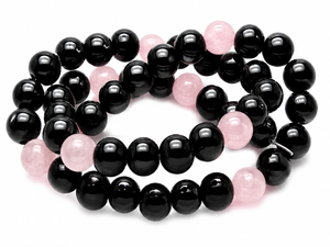 4mm Black Agate & Rose Quartz   Beads 15.5" dyed [4x17a]