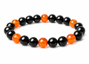 6mm Black Agate & Carnelian   Bracelet 7/5" heated [b2x22a]