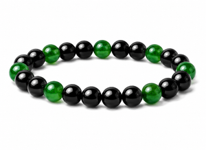 6mm Aventurine & Black Black Agate   Bracelet 7/5" dyed [b2x47a]