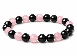 10mm Black Agate & Rose Quartz   Bracelet 7/5" dyed [b417a]