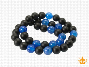 8mm Matte Black Agate & Chalcedony Round Beads 15.5" [8x34]