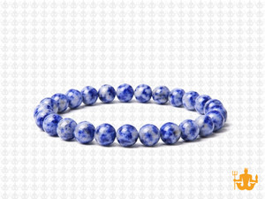 6mm Denim Lapis Elastic Bracelet 7.5" natural [b2b27]