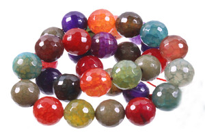 12mm Tourmaline Agate Faceted Round Beads 15.5" dyed [c12f19]