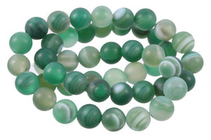 10mm Matte Green Banded Agate Round Beads 15.5" dyed [10f23m]