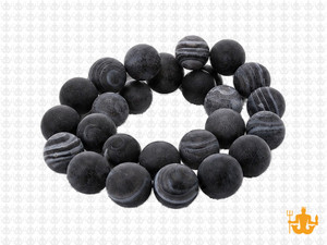 10mm Matte Black Banded Agate Round Beads 15.5" dyed [10f26m]