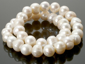8-9mm White Potato Freshwater Pearl 14-15" A Grade Lustre [p18w]