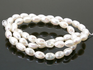 6-7mm White Rice Freshwater Pearl 14-15" A Grade Lustre [p6w]