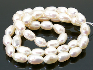 8-9mm White Rice Freshwater Pearl 14-15" A Grade Lustre [p8w]