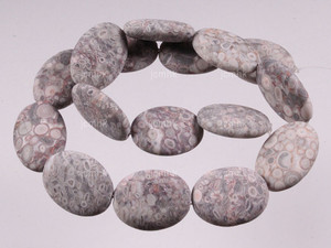 15x20mm Matte Fossil Jasper Puff Oval Beads 15.5" natural [s7b37-15m]