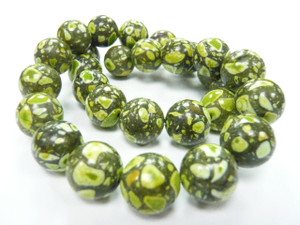 15mm Indigo Mosaic Turquoise Round Beads 15.5" stabilized [t1m15l]