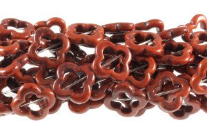 20x20mm Coffee Magnesite Star Flower Beads 15.5" [t351c]