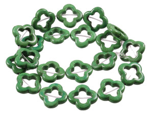 20x20mm Green Magnesite Star Flower Beads 15.5" [t351g]