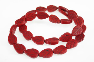8x12mm Red Magnesite Leaf Beads 15.5" [t372r]