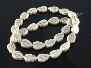 8x12mm White Magnesite Leaf Beads 15.5" [t372w]