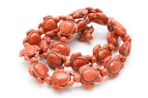 15x18mm Orange Magnesite Turtle Beads 15.5" [t396h]