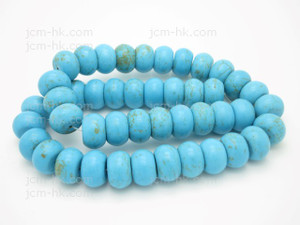 14mm Blue Turquoise Rondelle Beads 15.5" stabilized [t3b14]