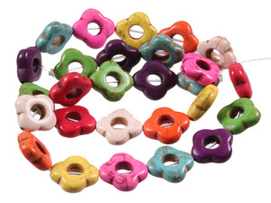 15mm Mix Magnesite Shamrock Flower Beads 15.5" [t406x]