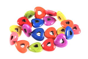 20mm Mix Magnesite Hollow Heart Beads 15.5" [t409x]