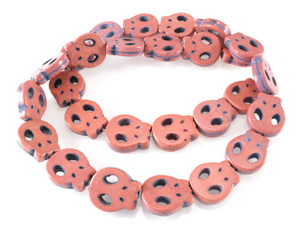 13x15mm Orange Magnesite Skull Beads 15.5" [t448h]