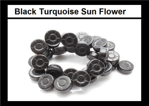 12mm Black Magnesite Sunflower Beads 15.5" [t455k]