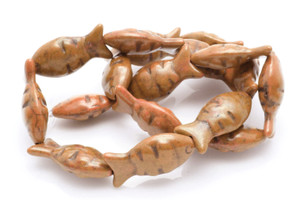 12x25mm Coffee Magnesite Fish Beads 15.5" [t461c]