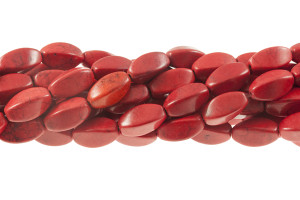 9x18mm Red Magnesite Twisted Beads 16" [t479r]