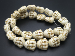 15mm White Magnesite Happy Face Beads 15.5" [t483w]