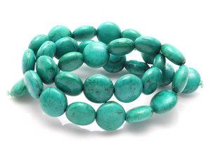 12mm Tibetan Turquiose Puff Coin Beads 15.5" stabilized [t4c12]