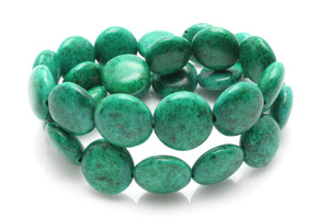 16mm Tibetan Turquiose Puff Coin Beads 15.5" stabilized [t4c16]