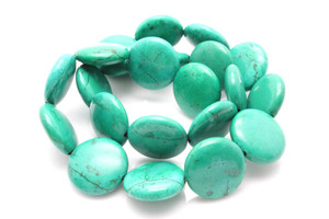 18mm Tibetan Turquiose Puff coin Beads 15.5" stabilized [t4c18]