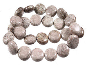 14mm White Turquoise Puff Coin Beads 15.5" stabilized [t4w14]