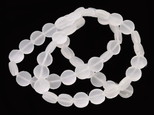 8mm Matte Crystal Puff Coin Beads 15.5" synthetic [u11a5m]