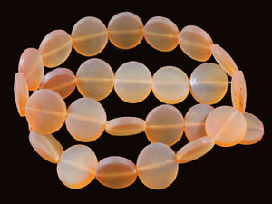 14mm Matte Citrine Puff Coin Beads 15.5" synthetic [u82a7m]