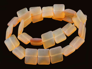 14mm Matte Citrine Puff Square Beads 15.5" synthetic [u83a7m]