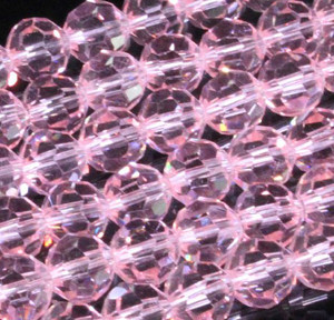 12mm Pink Glass Faceted Round About 35 Beads [uc10a5]
