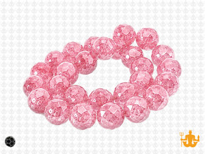 12mm Pink Glass Faceted Round About 35 Beads [uc10a5]