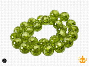 12mm Peridot Glass Faceted Round About 35 Bead [uc10b25]