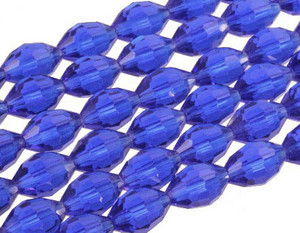 4x6mm Sapphire Glass Faceted Rice about 15.5" [uc11a14]