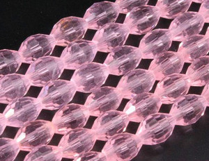 4x6mm Pink Glass Faceted Rice about 15.5" [uc11a5]
