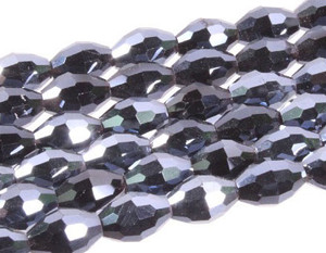 6x8mm Metallic Gray Glass Faceted Rice about 15.5" [uc12a15]