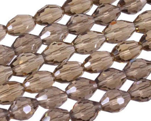 6x8mm Smoky Glass Faceted Rice about 15.5" [uc12a24]