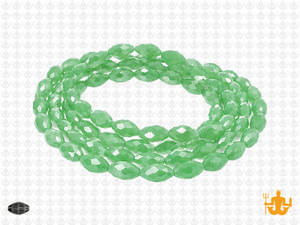 6x8mm Green Opal Quartz Faceted Rice Beads 15.5" synthetic [uc12b3]