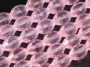 8x12mm Pink Glass Faceted Rice About 35 Bead 15" [uc13a5]