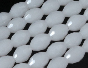 8x12mm Snow Opal Quartz Faceted Rice Beads 15.5" synthetic [uc13b1]